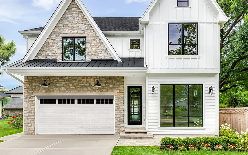 Wayne Dalton Classic Steel garage door on a farmhouse-style home